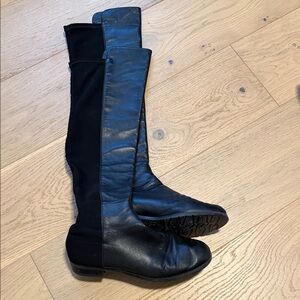 Stuart Weitzman Black Leather Knee stretch Boots 8